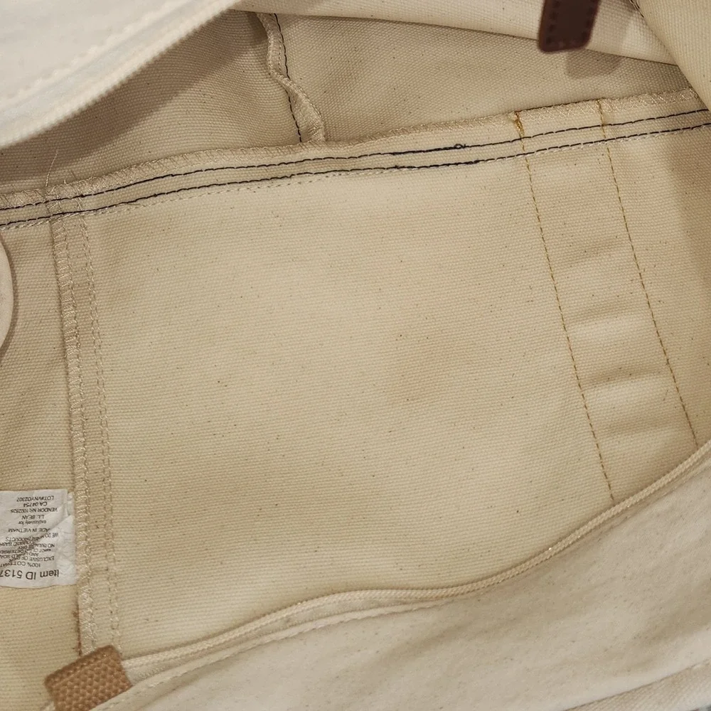 L L Bean Nor'easter Tote Navy/Creme Weather Resistant Boat Bag/Strap  CLEAN BIG